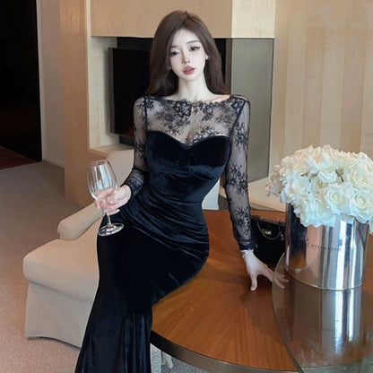 Lace Patchwork Bodycon Dress - Fashionnsio