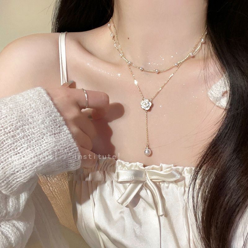 Camellia Double-Layer Pearl Necklace