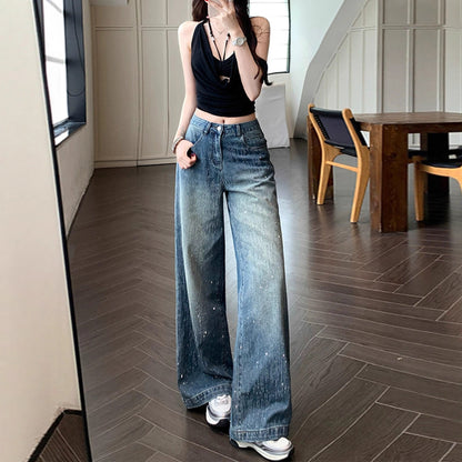 Y2K Loose Rhinestone Jeans - Fashionnsio
