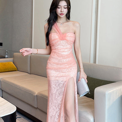 Tube Lace Bodycon Long Dress - Fashionnsio