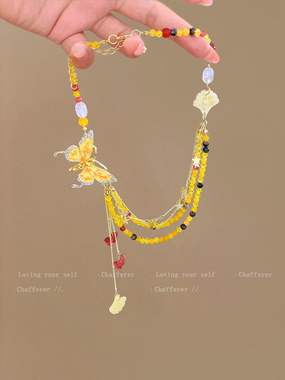 Butterfly Drip Beaded Necklace - Fashionnsio