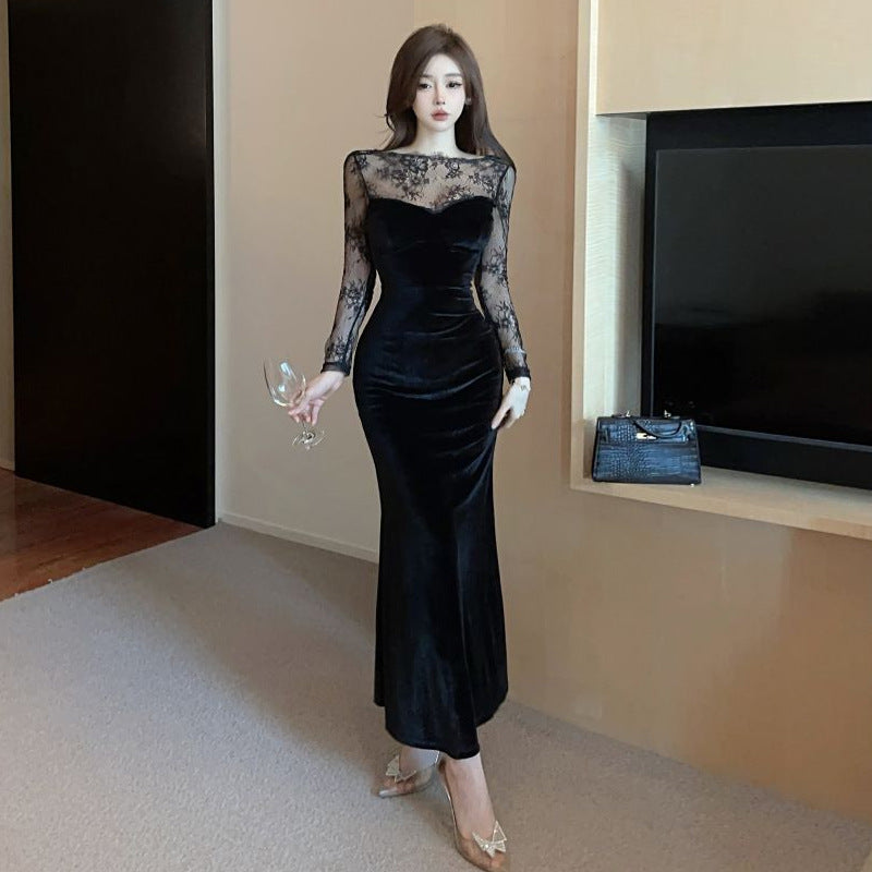 Lace Patchwork Bodycon Dress - Fashionnsio