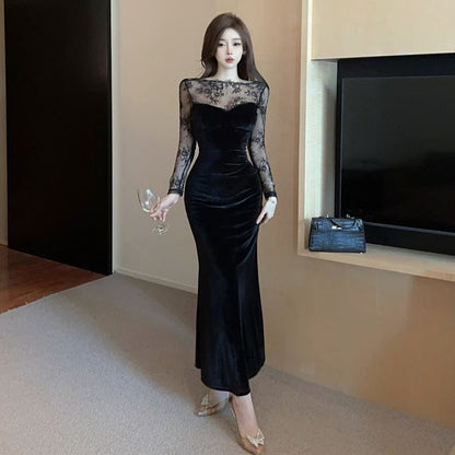 Lace Patchwork Bodycon Dress - Fashionnsio