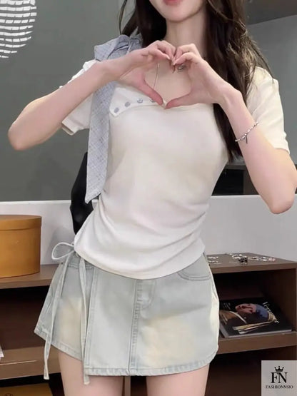 Off Shoulder Ribbon Bow Top - Fashionnsio