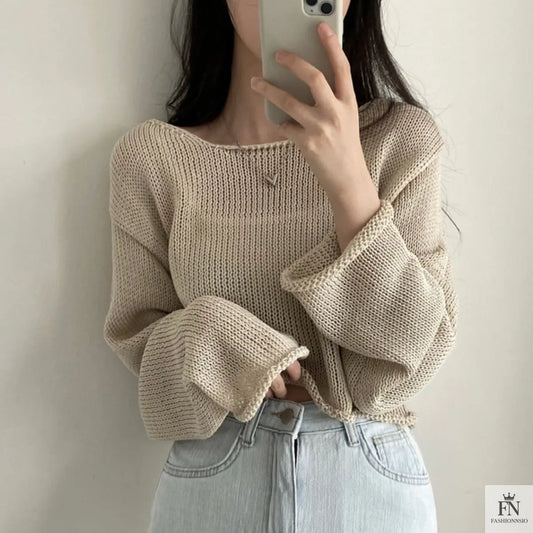 Sweater Knitted Crop Top - Fashionnsio