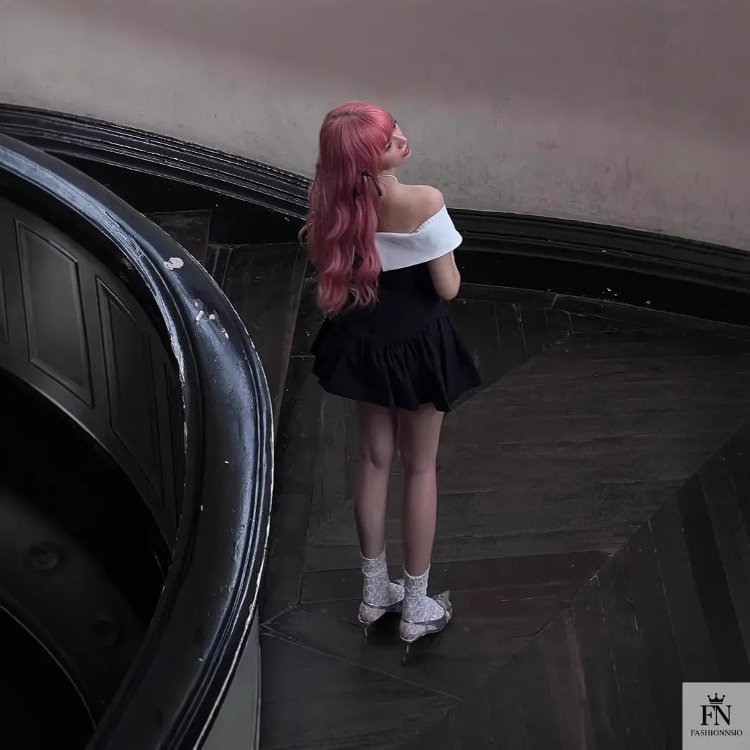 Off Shoulder Ribbon Bow Dress - Fashionnsio