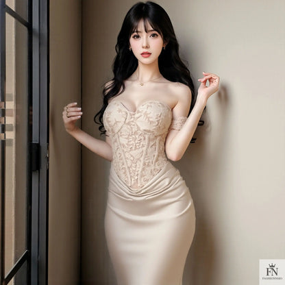 Off Shoulder Long Corset Dress - Fashionnsio