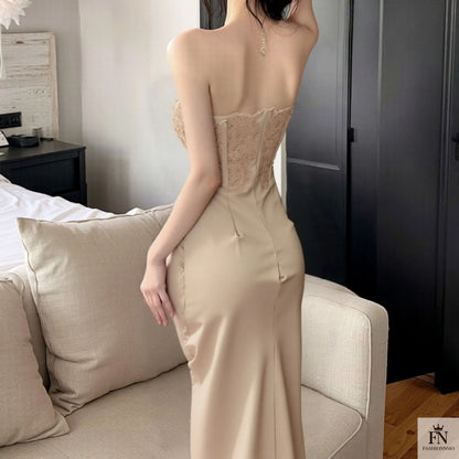 Off Shoulder Long Corset Dress - Fashionnsio