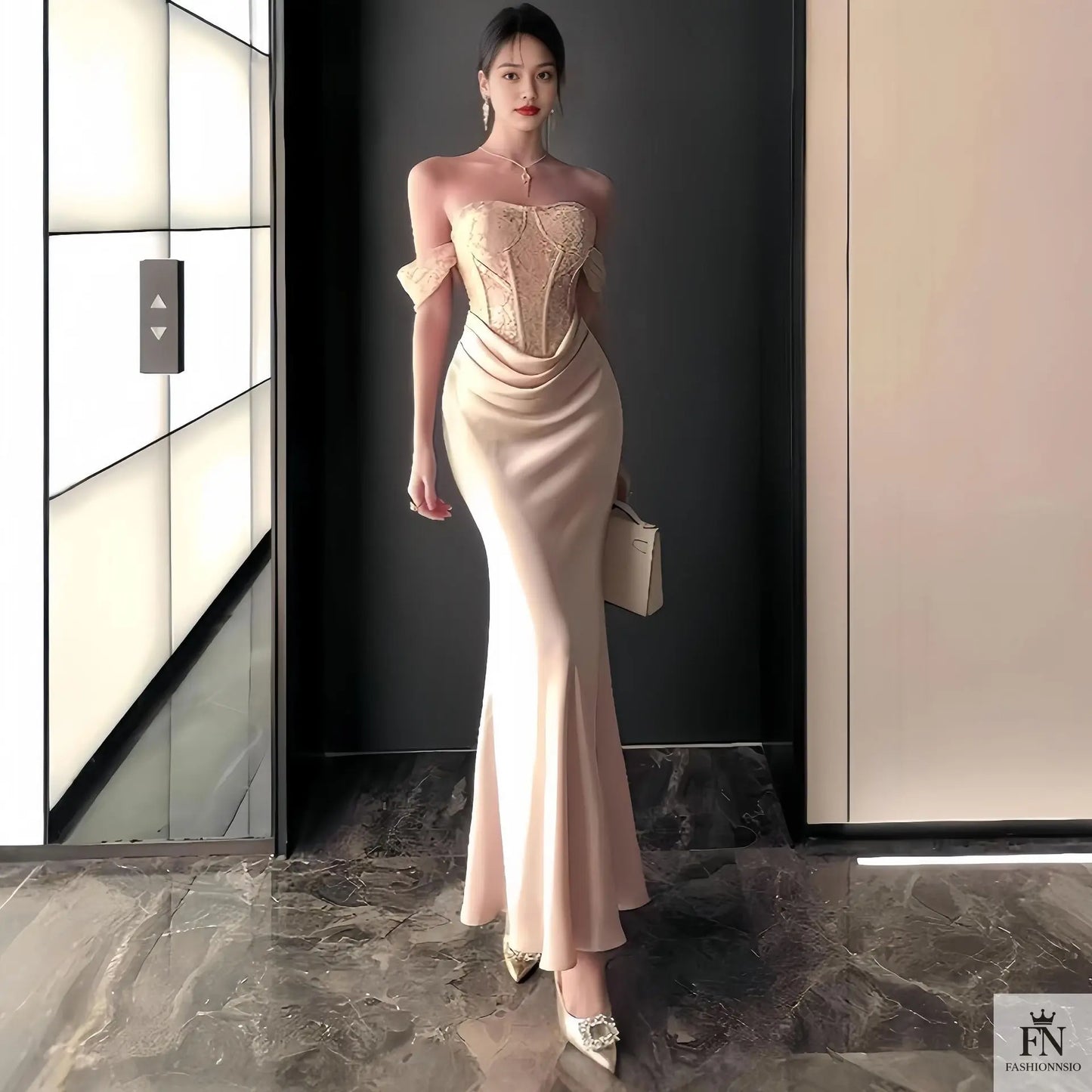 Off Shoulder Long Corset Dress - Fashionnsio