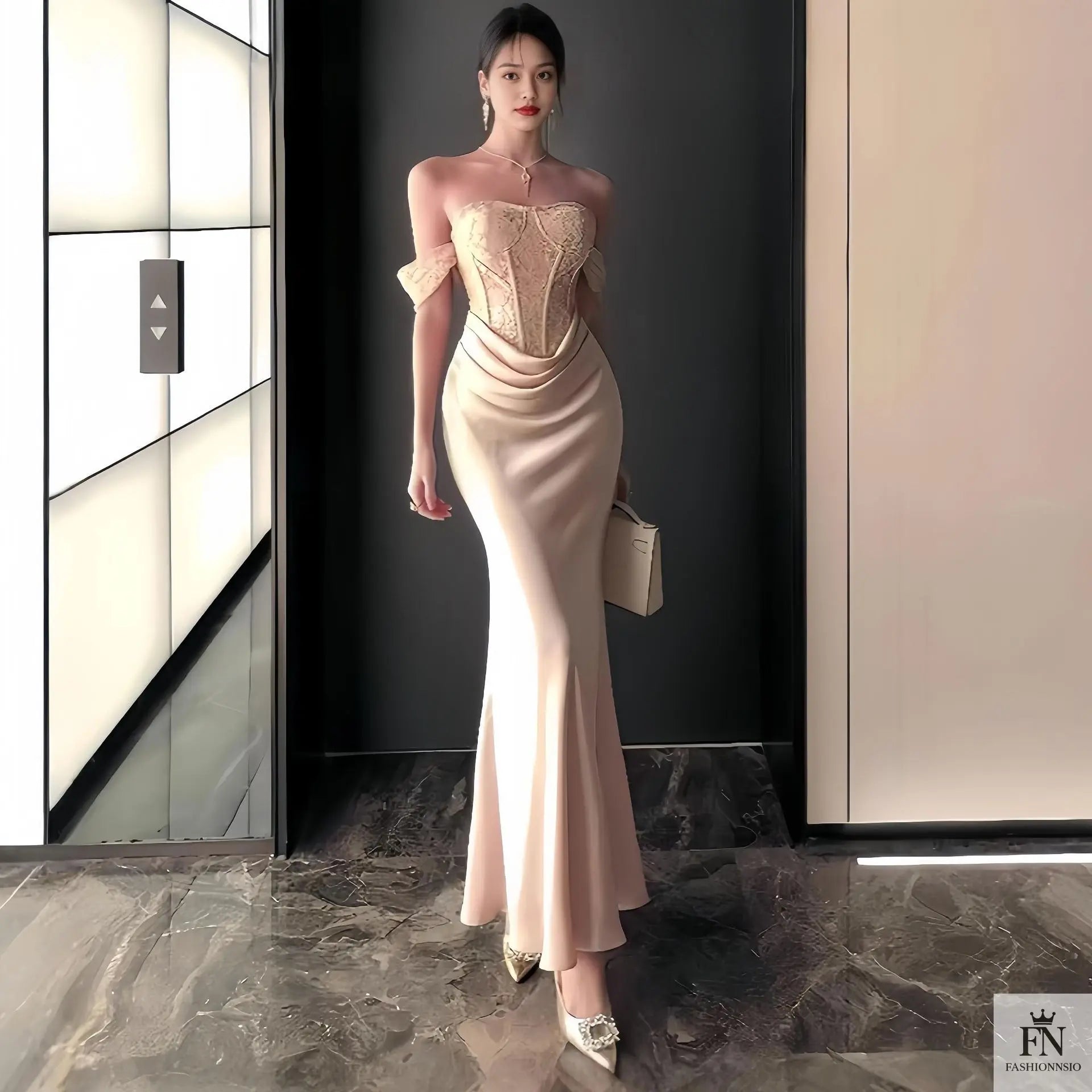 Off Shoulder Long Corset Dress - Fashionnsio