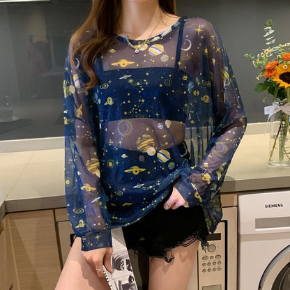 Starry Night Mesh Loose Top