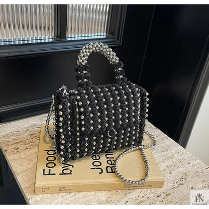 Pearl Beaded Weave Handbag - Fashionnsio