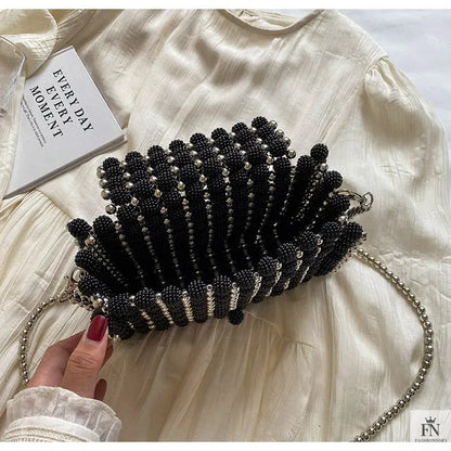 Pearl Beaded Weave Handbag - Fashionnsio