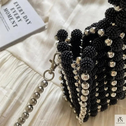 Pearl Beaded Weave Handbag - Fashionnsio