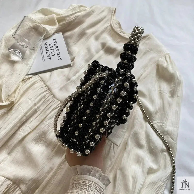Pearl Beaded Weave Handbag - Fashionnsio
