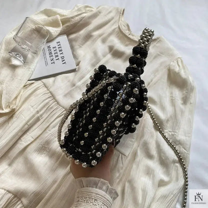 Pearl Beaded Weave Handbag - Fashionnsio