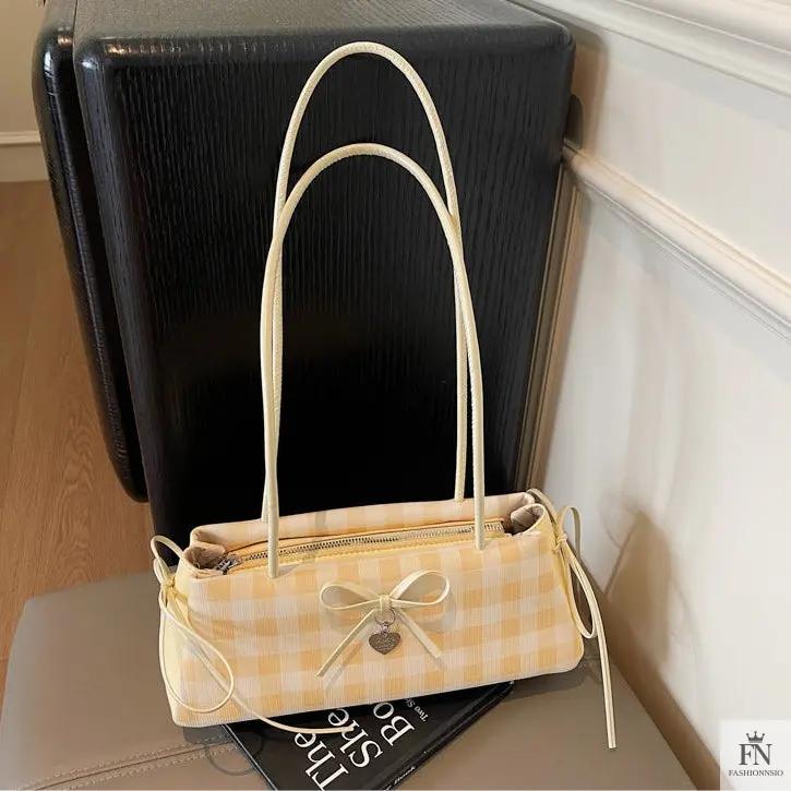 Plaid Bowknot Shoulder Bags - Fashionnsio