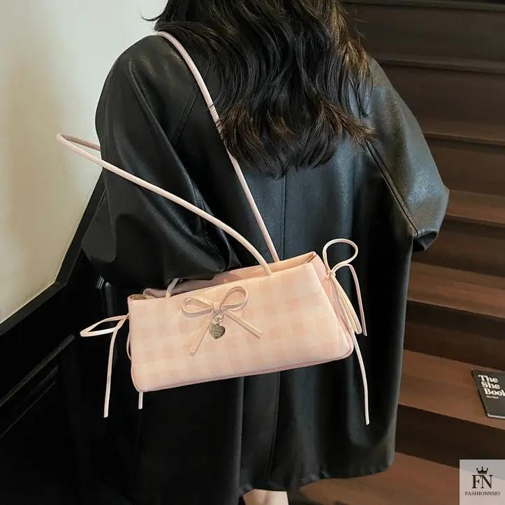Plaid Bowknot Shoulder Bags - Fashionnsio