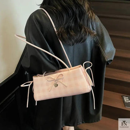 Plaid Bowknot Shoulder Bags - Fashionnsio