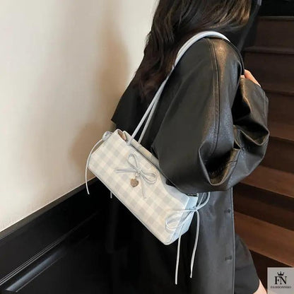 Plaid Bowknot Shoulder Bags - Fashionnsio