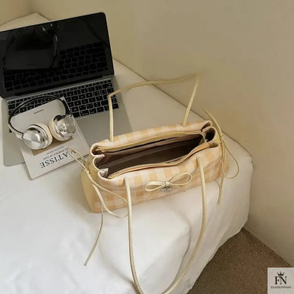 Plaid Bowknot Shoulder Bags - Fashionnsio