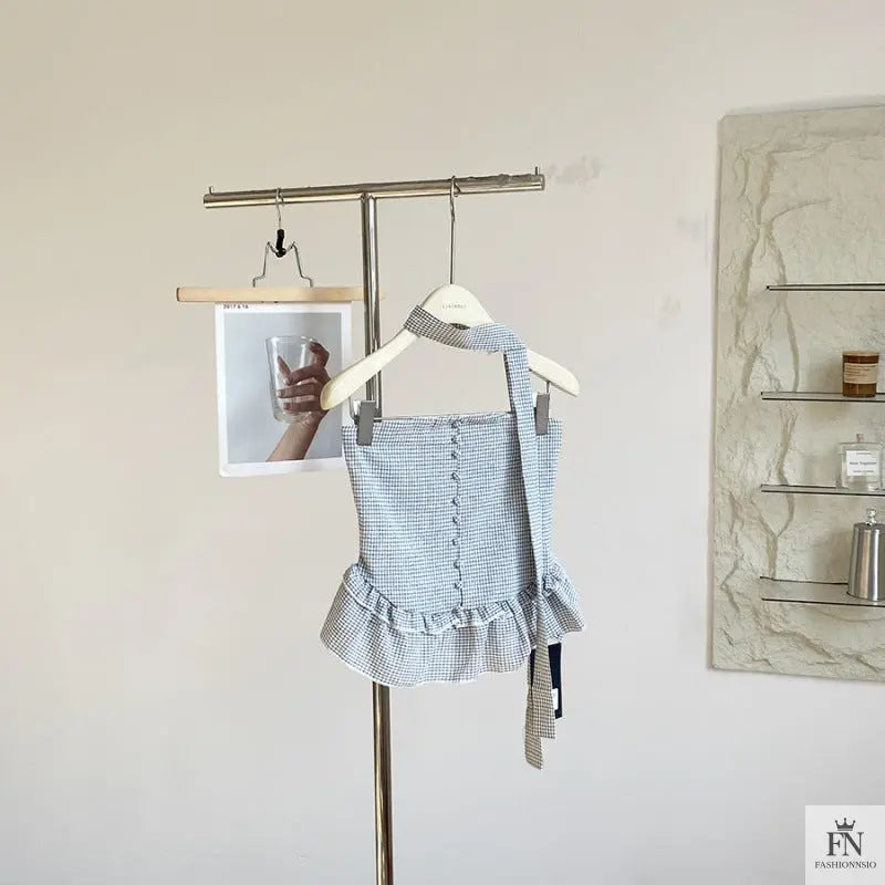 Plaid Tube Top With Scarf - Fashionnsio