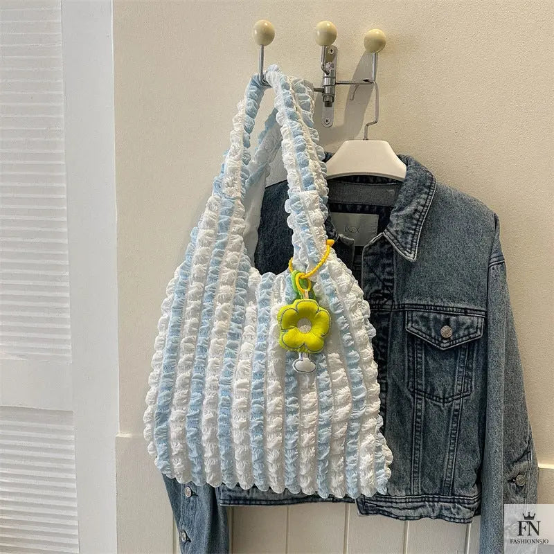 Pleated Bubble Flower Tote Bags - Fashionnsio