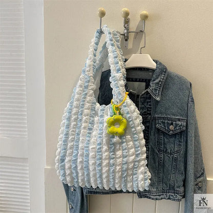 Pleated Bubble Flower Tote Bags - Fashionnsio