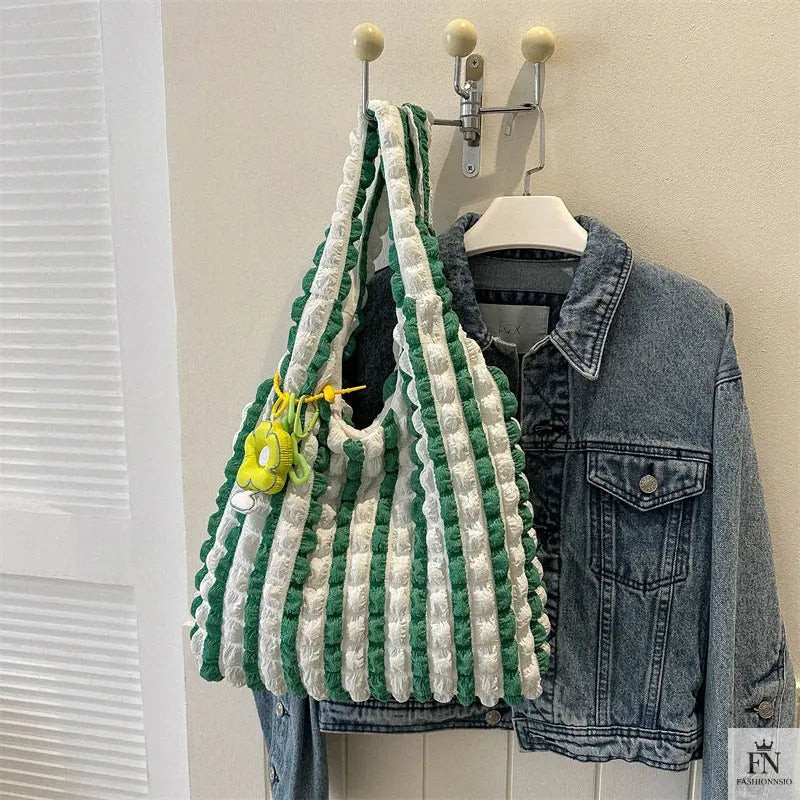 Pleated Bubble Flower Tote Bags - Fashionnsio