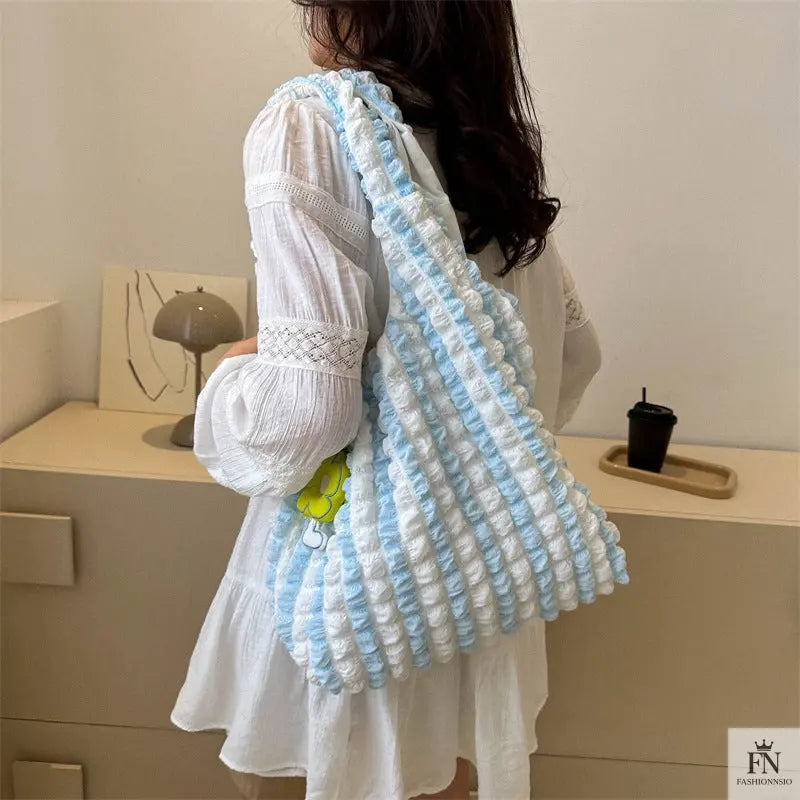 Pleated Bubble Flower Tote Bags - Fashionnsio