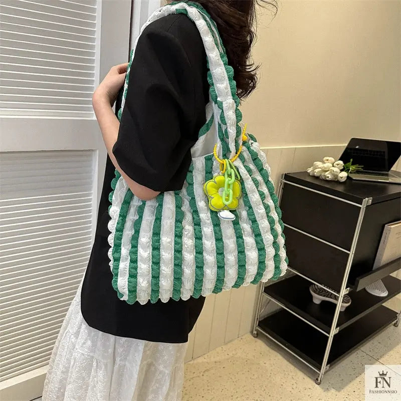 Pleated Bubble Flower Tote Bags - Fashionnsio