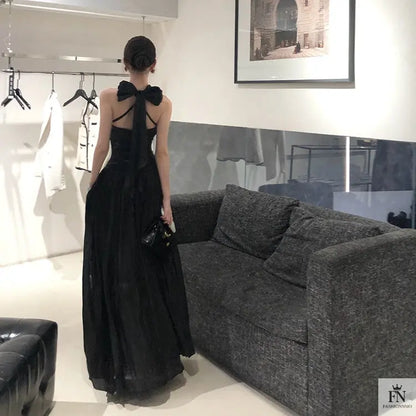 Pleated Long Dress With Scarf - Fashionnsio