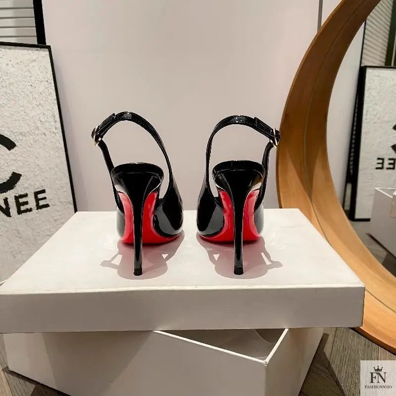 Pointed Strap Red Bottom High Heels - Fashionnsio