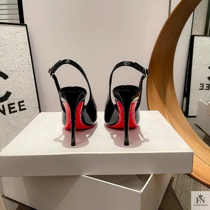 Pointed Strap Red Bottom High Heels - Fashionnsio