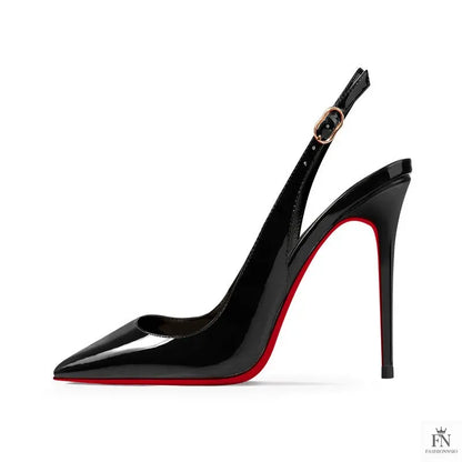 Pointed Strap Red Bottom High Heels - Fashionnsio
