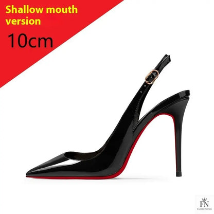 Pointed Strap Red Bottom High Heels - Fashionnsio
