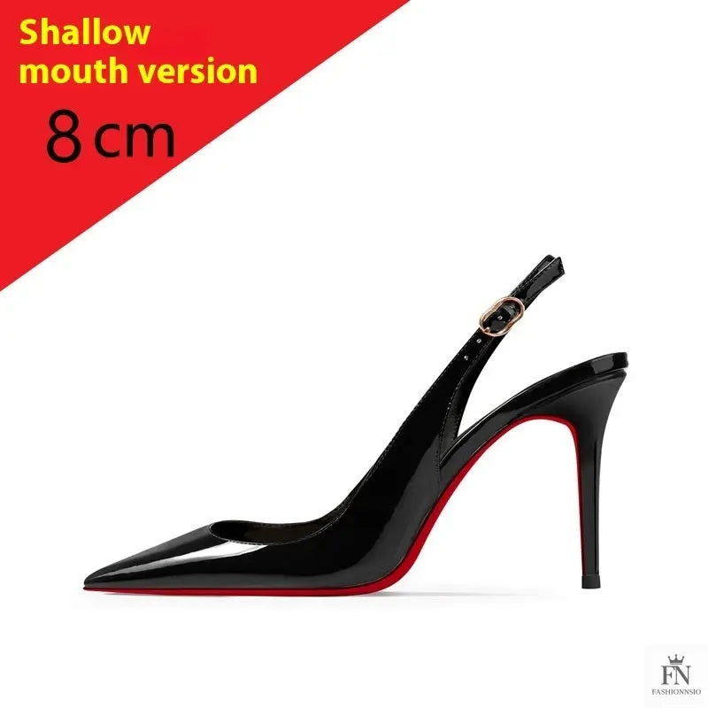 Pointed Strap Red Bottom High Heels - Fashionnsio