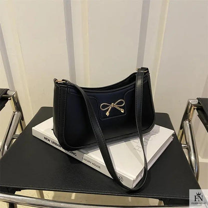 Gold Accent Bow Shoulder Bags - Fashionnsio