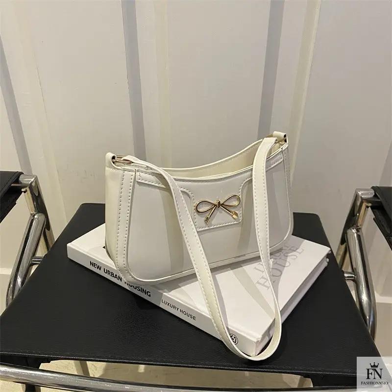 Gold Accent Bow Shoulder Bags - Fashionnsio