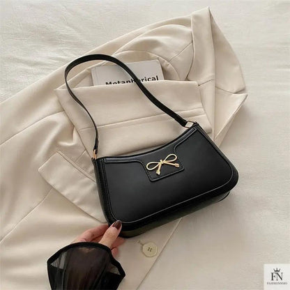 Gold Accent Bow Shoulder Bags - Fashionnsio