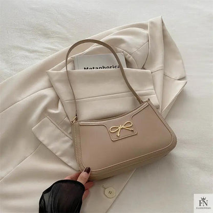 Gold Accent Bow Shoulder Bags - Fashionnsio
