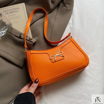 Gold Accent Bow Shoulder Bags - Fashionnsio