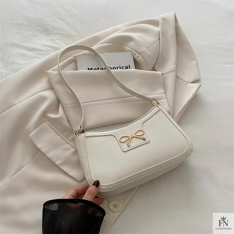 Gold Accent Bow Shoulder Bags - Fashionnsio