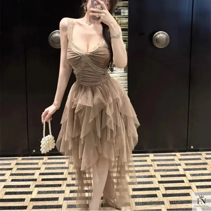 Princess Tulle Ruffle Gown - Fashionnsio