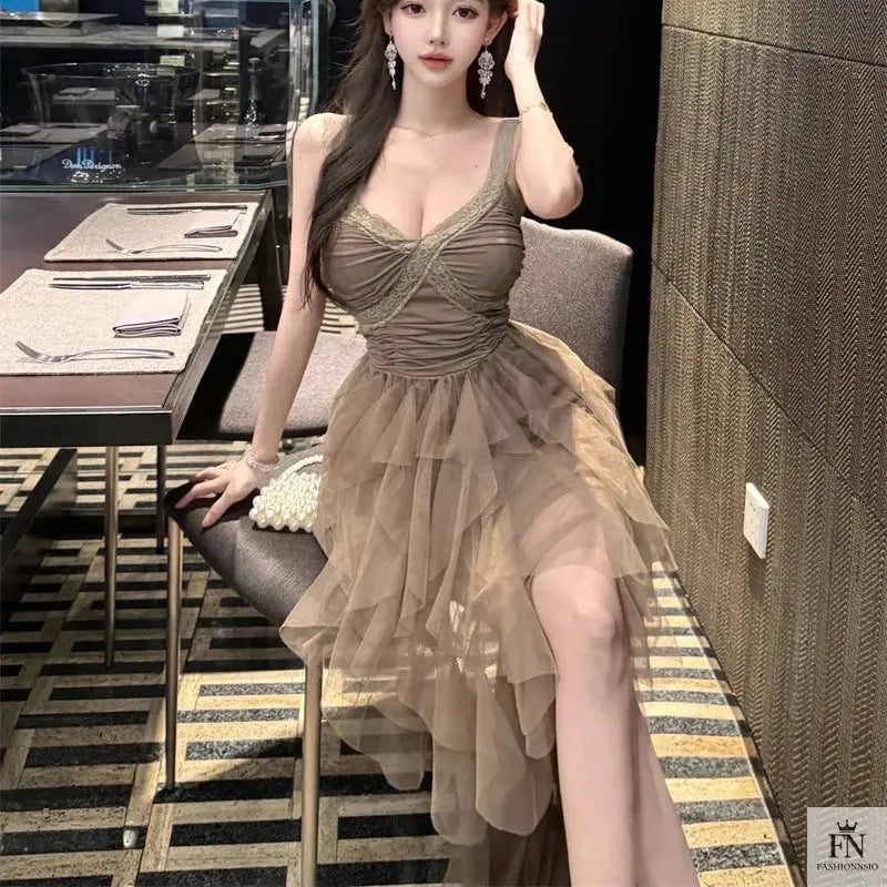 Princess Tulle Ruffle Gown - Fashionnsio