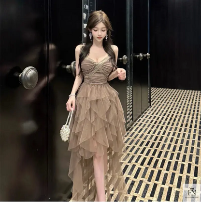 Princess Tulle Ruffle Gown - Fashionnsio