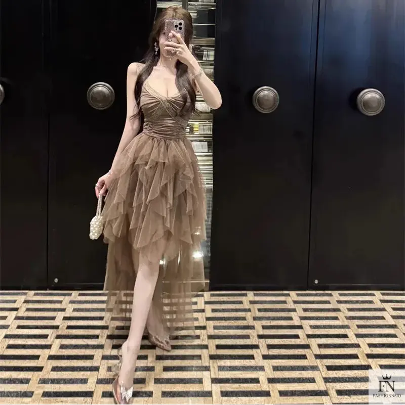 Princess Tulle Ruffle Gown - Fashionnsio