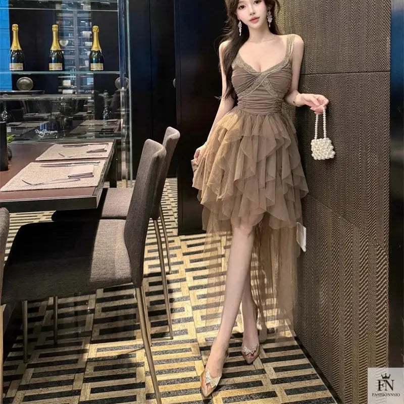 Princess Tulle Ruffle Gown - Fashionnsio