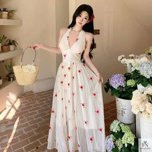 Floral Print Flowy Maxi Dress - Fashionnsio