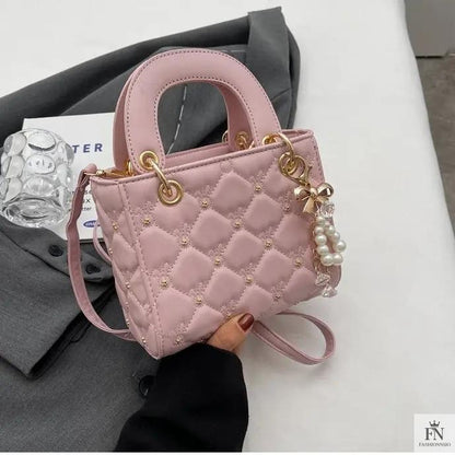 Quilted Diamond Embroidered Handbags - Fashionnsio